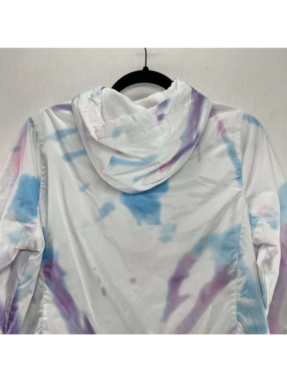 New Balance Tie Dye Windbreaker Jacket Womens M Zip Up Hooded Pocket Lined White - Picture 7 of 10